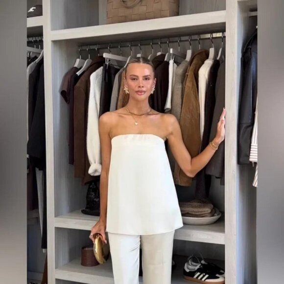 ZARA STRAPLESS SATIN EFFECT TOP - Picture 2 of 6